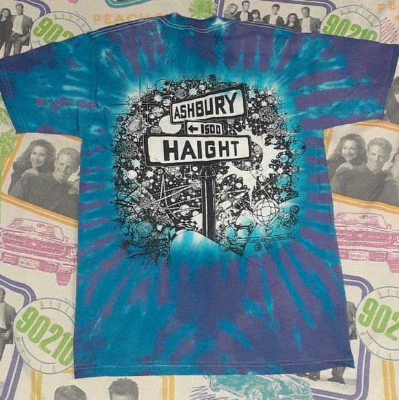 90s Ashbury Haight San Francisco California Psychedelic Hippie Tie Dye Shirt - Picture 3 of 7